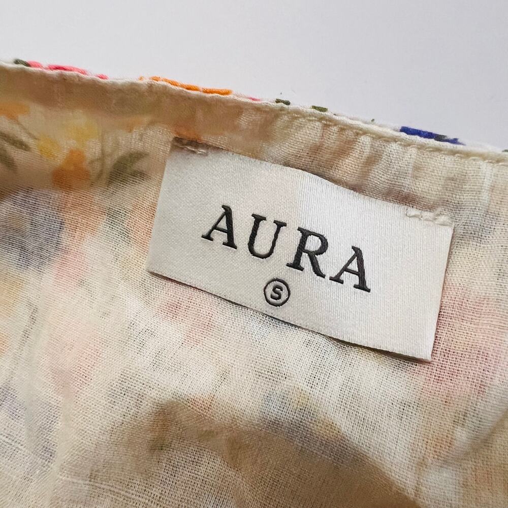 Aura Make It Last Forever Floral Button Up Dress Size S Small Yellow Multi - Picture 4 of 9
